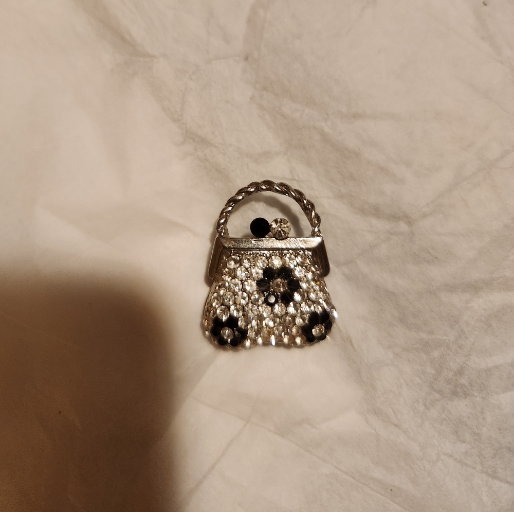 Rhinestone PURSE Brooch..